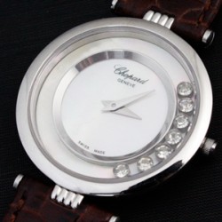 쇼파드 해피스포츠 은장 화이트 가죽밴드 / 스위스 쿼츠