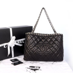 샤넬 램스킨 그랜드샤핑 블랙라지 은장