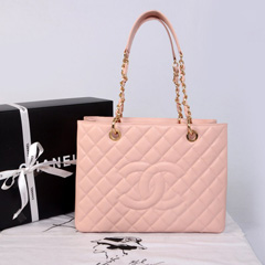 샤넬 그랜드샤핑 핑크/금장
