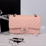 샤넬 클래식 캐비어 핑크/은장