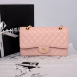 샤넬 클래식 캐비어 핑크/금장