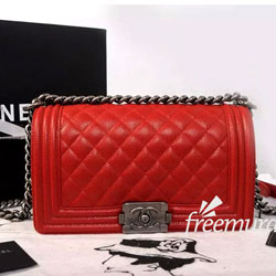 샤넬 보이백 캐비어 미듐 엔틱실버 레드