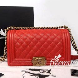 샤넬 보이백 캐비어 미듐 엔틱골드 레드