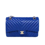 샤넬 램스킨 플랩백 1112 블루 금장