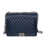 샤넬 캐비어 보이백 네이비/은장 30cm