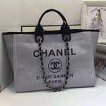 샤넬 캔버스 도빌백 라지 카키