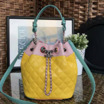 샤넬 램스킨 투톤 볼링백 옐로우